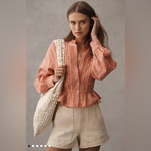 NWOT Anthropologie Pilcro The Kit High Rise Utility Shorts~ Crème~ 32 - Picture 3 of 11